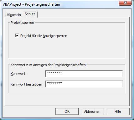 VB Projektschutz aktivieren und deaktivieren